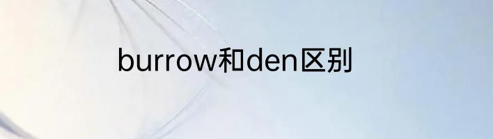 burrow和den区别