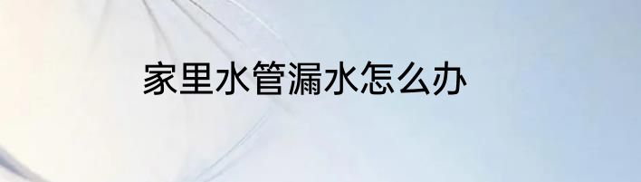 家里水管漏水怎么办