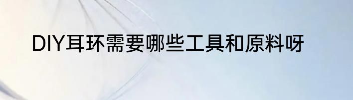 DIY耳环需要哪些工具和原料呀