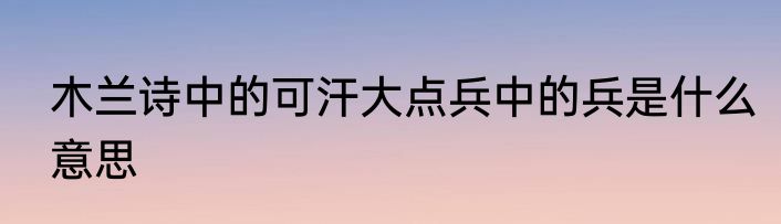 木兰诗中的可汗大点兵中的兵是什么意思