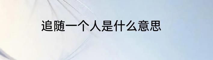 追随一个人是什么意思