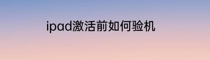 ipad激活前如何验机