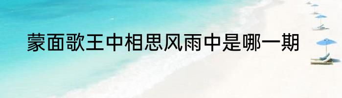蒙面歌王中相思风雨中是哪一期