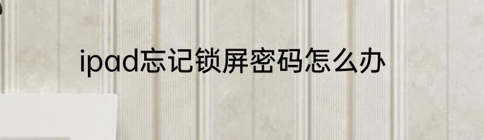 ipad忘记锁屏密码怎么办