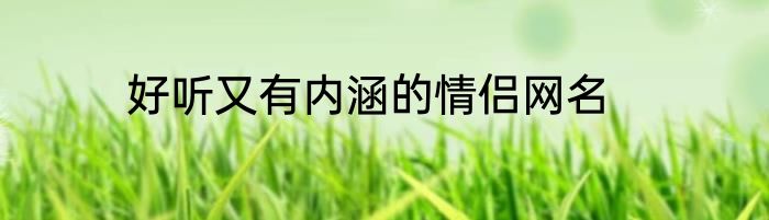 好听又有内涵的情侣网名