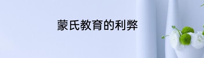 蒙氏教育的利弊