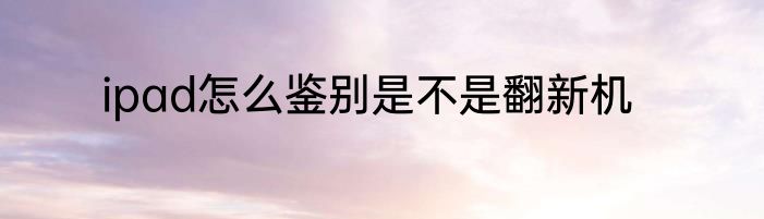 ipad怎么鉴别是不是翻新机