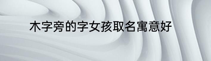 木字旁的字女孩取名寓意好