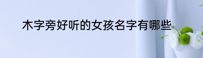 木字旁好听的女孩名字有哪些