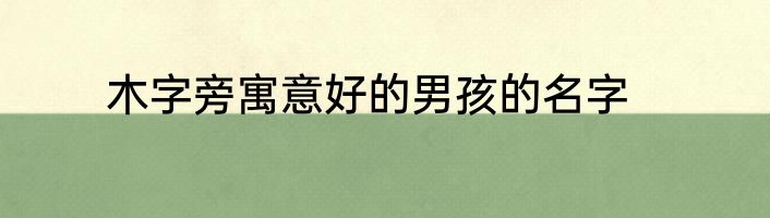 木字旁寓意好的男孩的名字