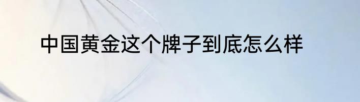 中国黄金这个牌子到底怎么样