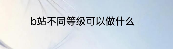 b站不同等级可以做什么