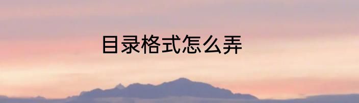 目录格式怎么弄