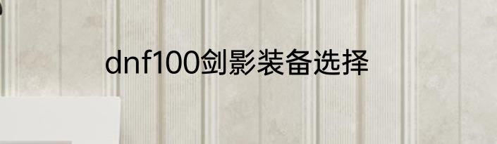 dnf100剑影装备选择