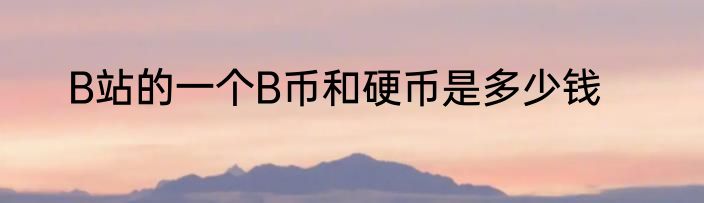 B站的一个B币和硬币是多少钱