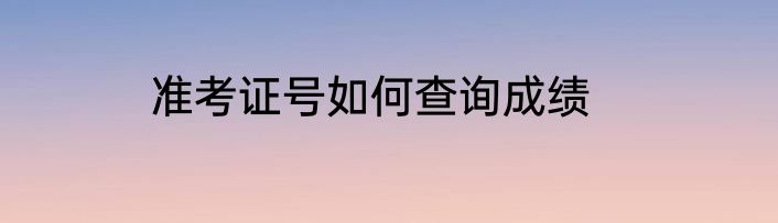 准考证号如何查询成绩