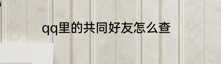 qq里的共同好友怎么查