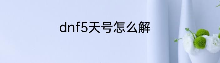 dnf5天号怎么解