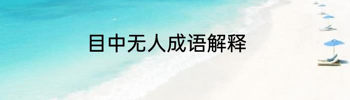 目中无人成语解释