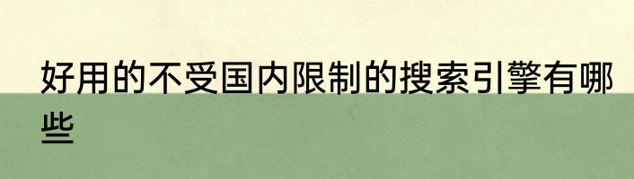 好用的不受国内限制的搜索引擎有哪些