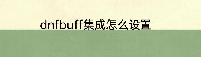 dnfbuff集成怎么设置