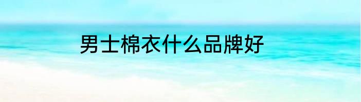 男士棉衣什么品牌好