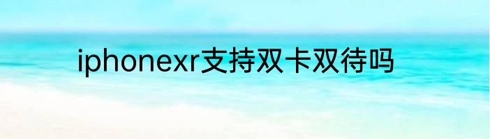 iphonexr支持双卡双待吗