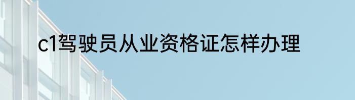 c1驾驶员从业资格证怎样办理