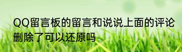 QQ留言板的留言和说说上面的评论删除了可以还原吗
