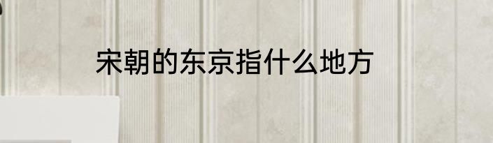 宋朝的东京指什么地方