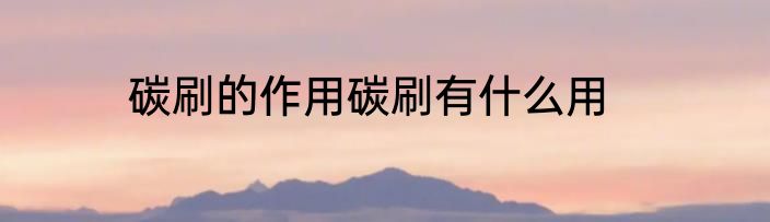 碳刷的作用碳刷有什么用