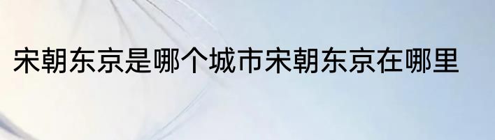 宋朝东京是哪个城市宋朝东京在哪里