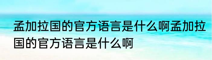孟加拉国的官方语言是什么啊孟加拉国的官方语言是什么啊