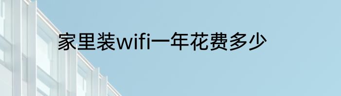 家里装wifi一年花费多少