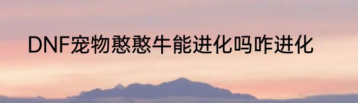 DNF宠物憨憨牛能进化吗咋进化