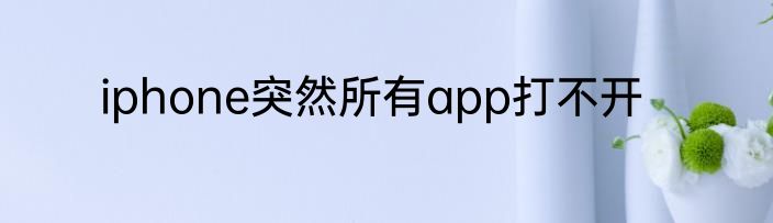 iphone突然所有app打不开