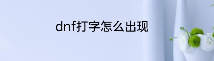 dnf打字怎么出现