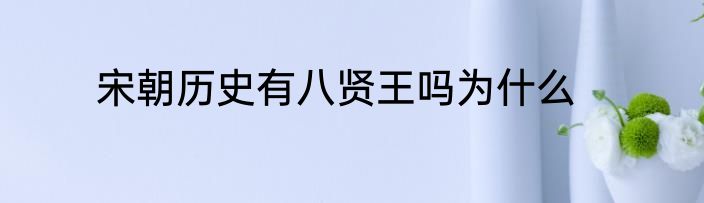 宋朝历史有八贤王吗为什么