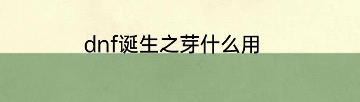 dnf诞生之芽什么用