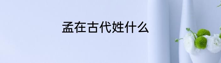 孟在古代姓什么