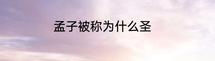 孟子被称为什么圣