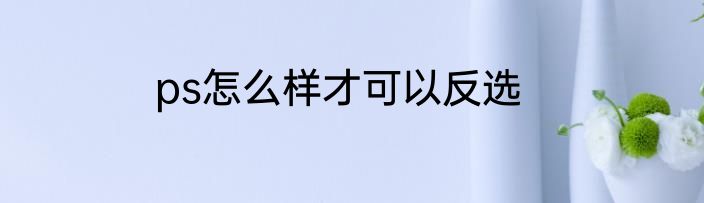ps怎么样才可以反选