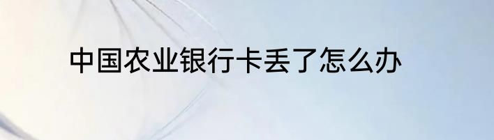 中国农业银行卡丢了怎么办