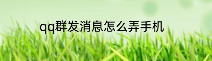 qq群发消息怎么弄手机