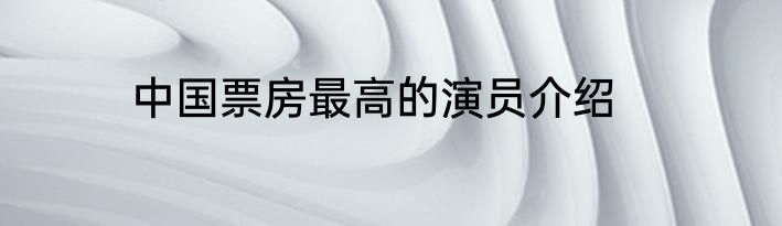 中国票房最高的演员介绍