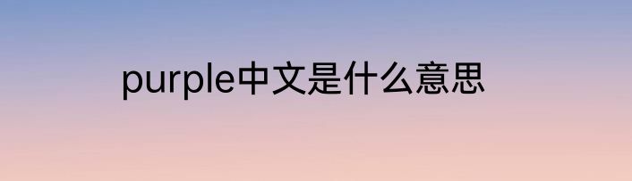 purple中文是什么意思
