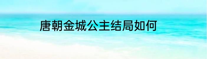 唐朝金城公主结局如何