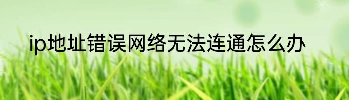 ip地址错误网络无法连通怎么办
