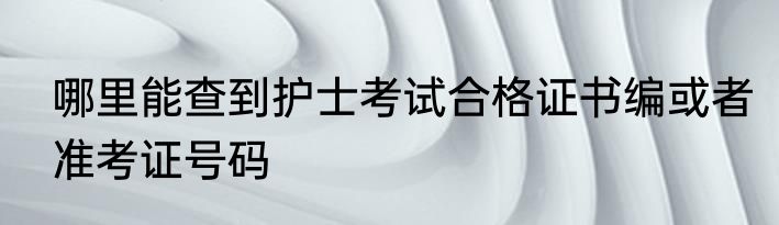 哪里能查到护士考试合格证书编或者准考证号码