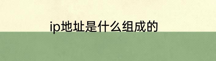 ip地址是什么组成的